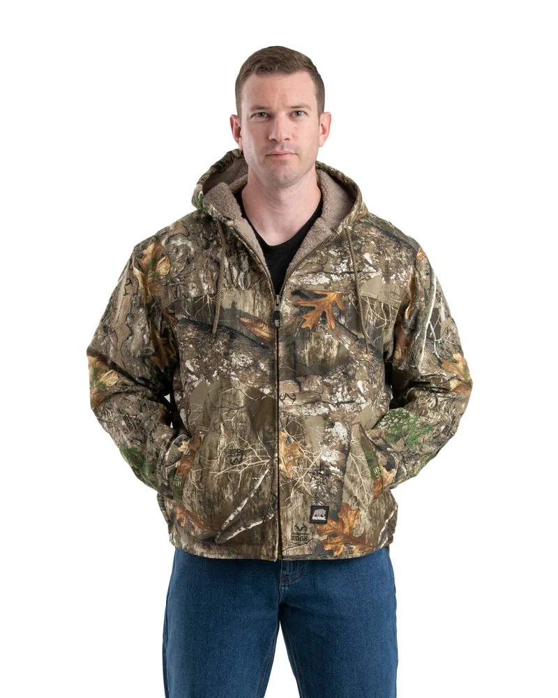 Berne Apparel Men's Heartland Washed Duck Hooded Work Coat view 3