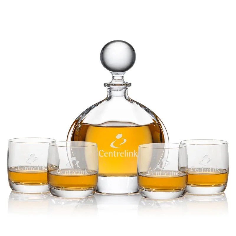 Decanter Set, Deep Etch, Decanter & 4 OTR