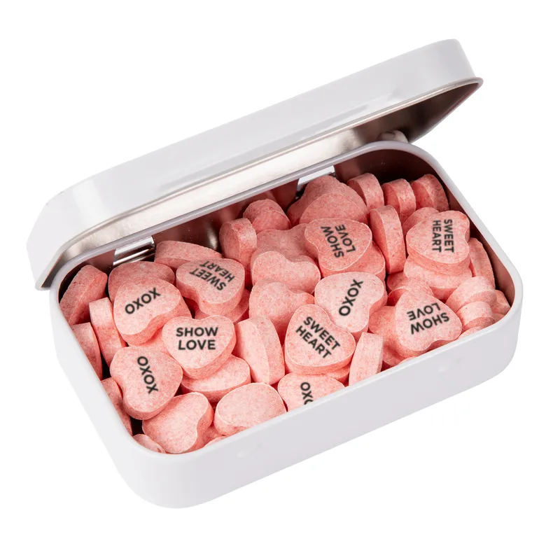 Rectangular Tin - Imprinted Conversation Hearts view 3