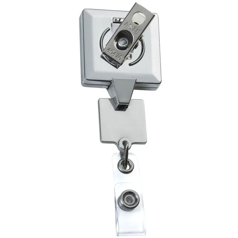 Chrome Double Up Square Retractable Badge Reel view 3