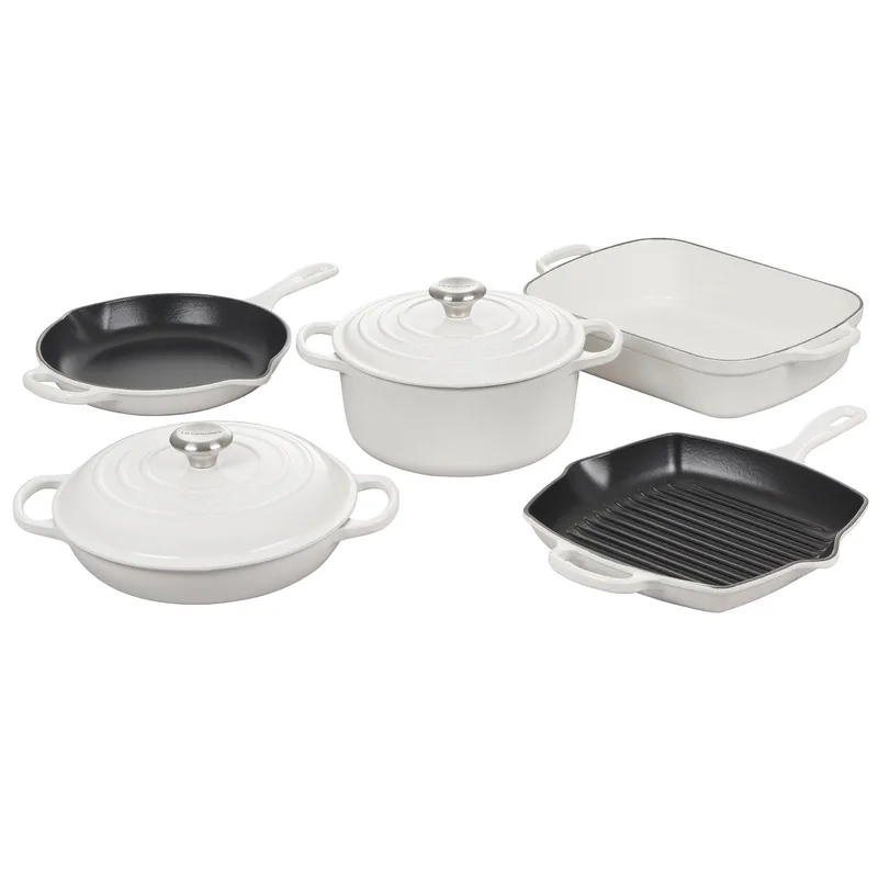 Le Creuset 7Pc Signature Cast Iron Cookware Set White
