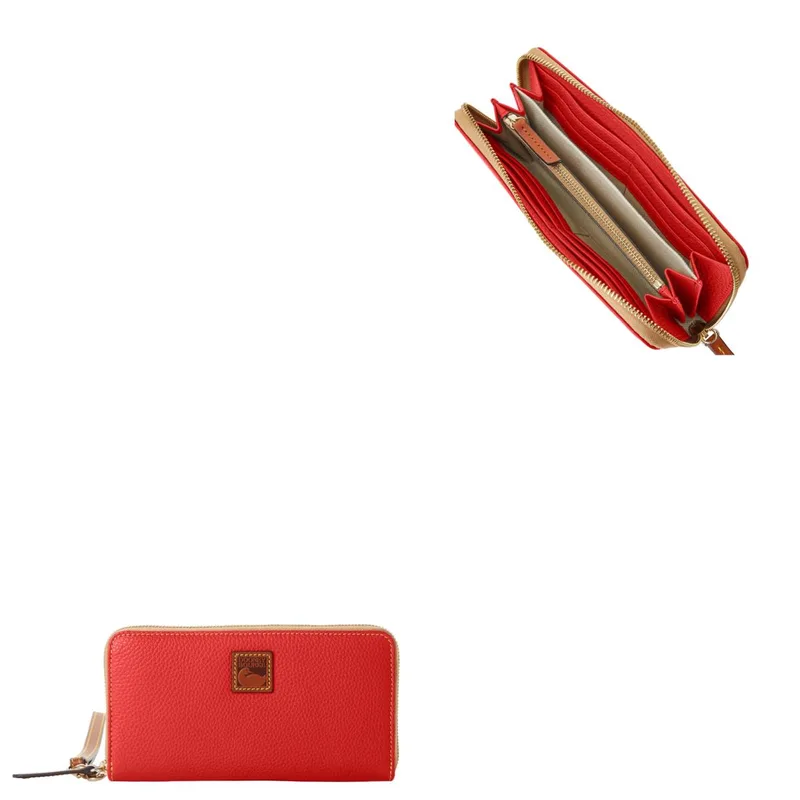 Dooney & Bourke Pebble Grain Large Zip Around Wristlet - Red