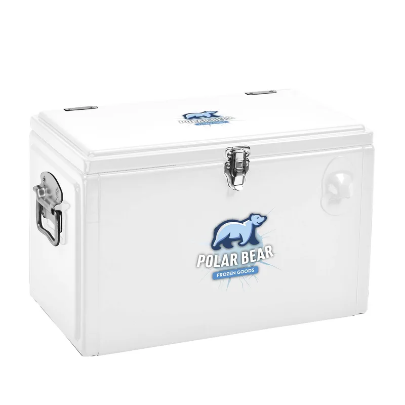 Metal Tool Box Cooler, Front & Top Imprint view 5