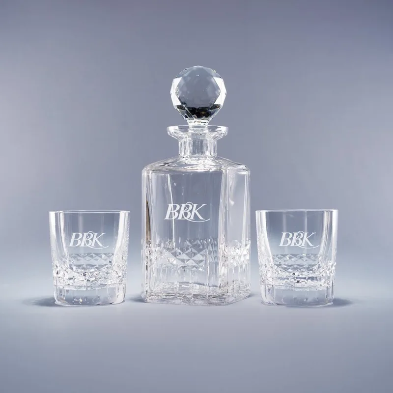 Exception Crystal Bar Set w/Decanter & 4 Rocks Glasses (5-Piece)