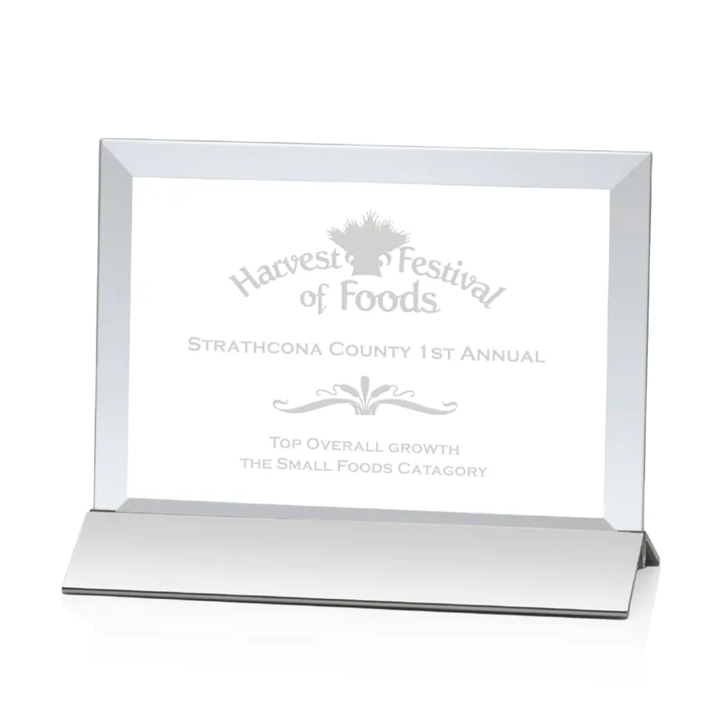 Deep Etch, Horizontal, Starfire Crystal, Silver, 7" x 5"