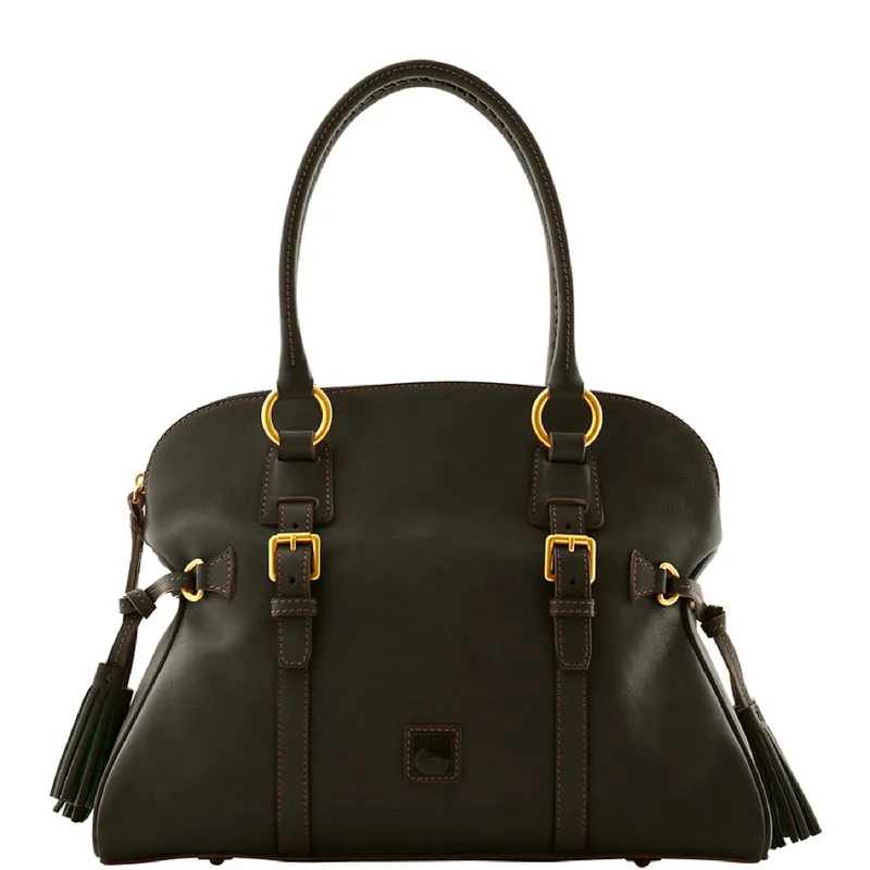 Dooney & Bourke Black Florentine Domed Buckle Satchel