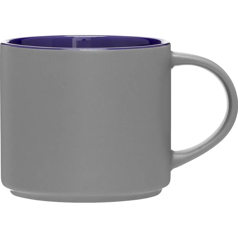 16 oz Monaco Ceramic Mug (Matte Storm Gray/Cobalt Blue) view 2