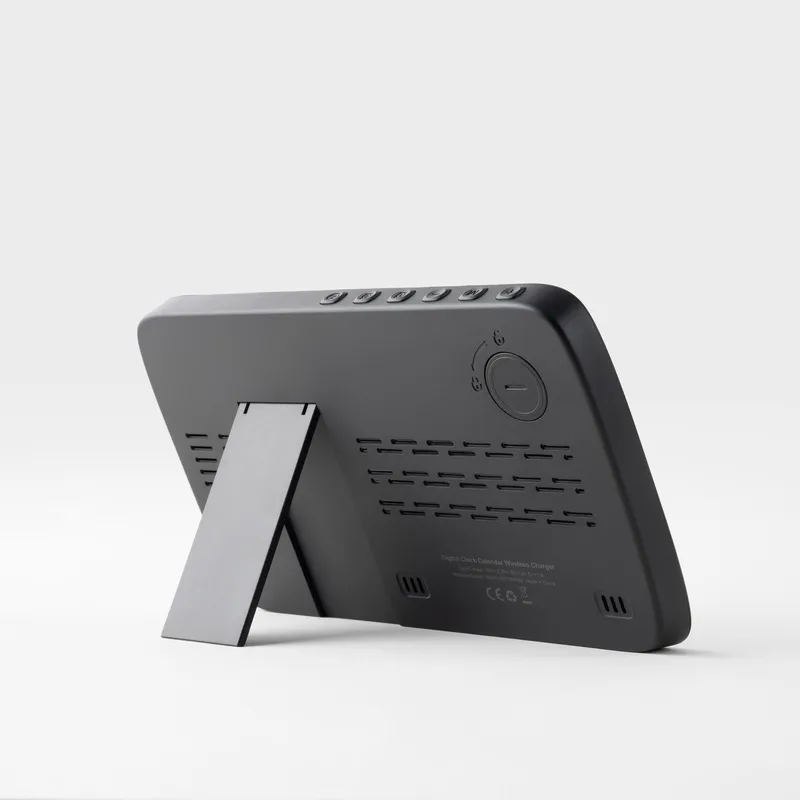 Obelisk, Wireless Charging Phone Stand with Digital Alarm Clock and Temperature / Humidity Display view 4