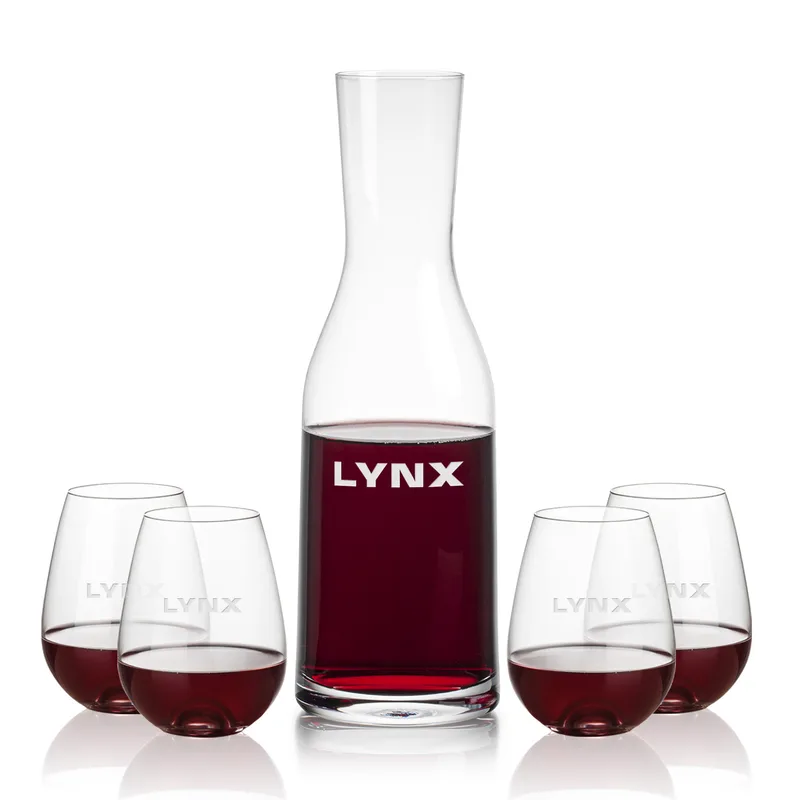 Carafe Stemless Set, Edderton Wine Set, Carafe & 4 Stemless Wine