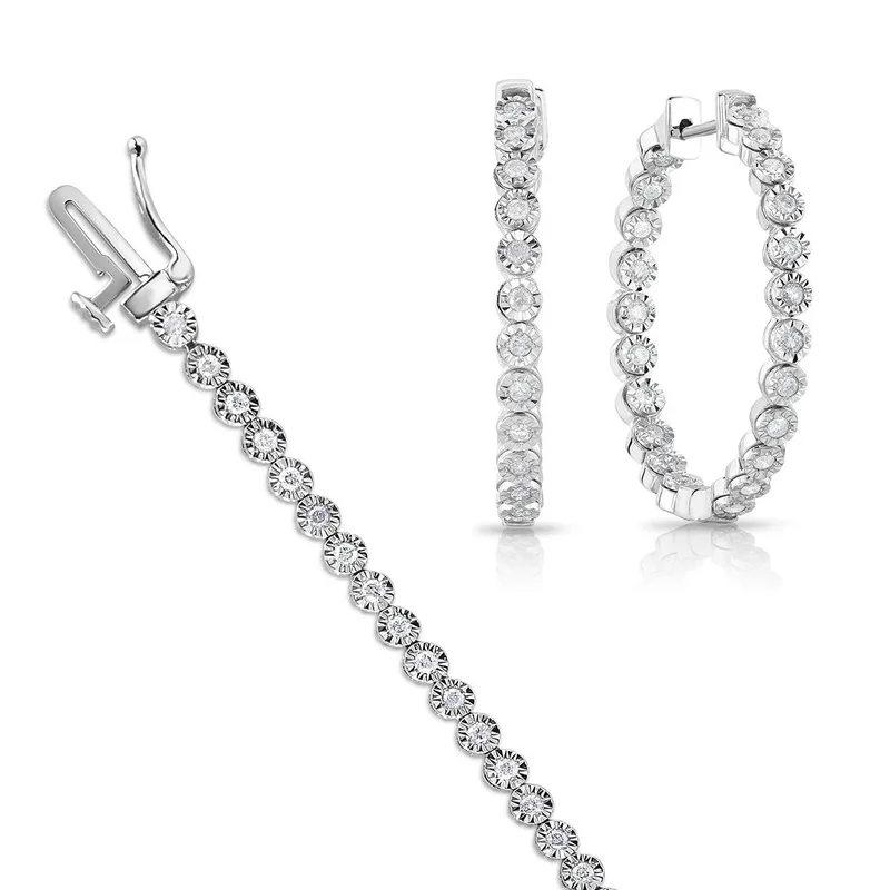 Jilco Inc Diamond Bracelet & Earring Set - White Gold