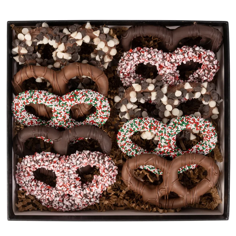 Premier Chocolate Pretzel Gift Box with Full Color Lid view 2