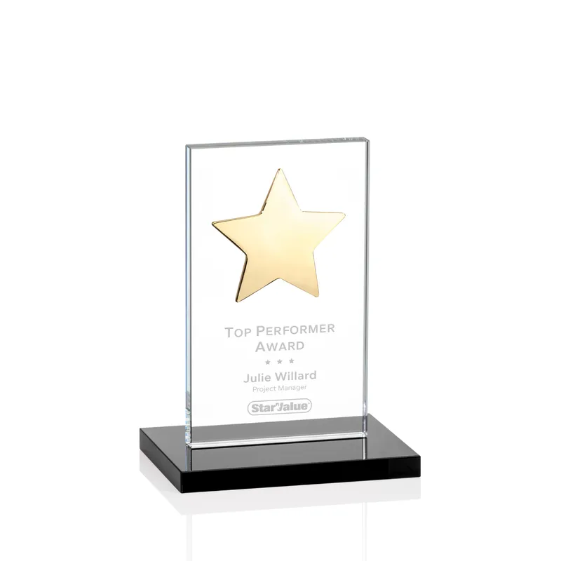 Gold Star, Black, 3" x 5" x 0.375"