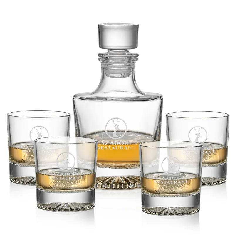 Decanter Set, Deep Etch, Decanter & 4 OTR