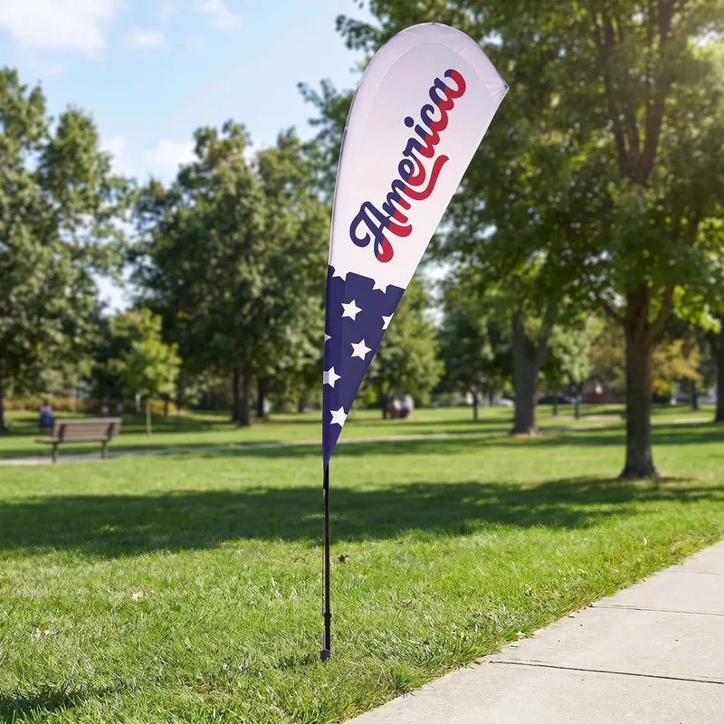 8' Streamline Teardrop Sail Sign Flag - 1-Sided with Spike view 7