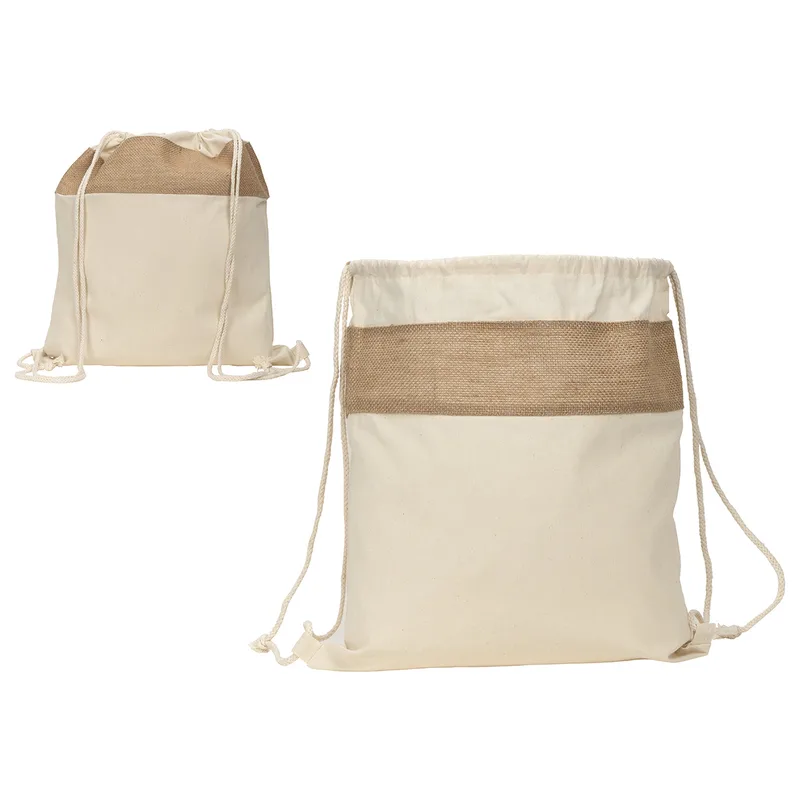 Savanna Jute & Recycled Cotton Drawstring Backpack view 2