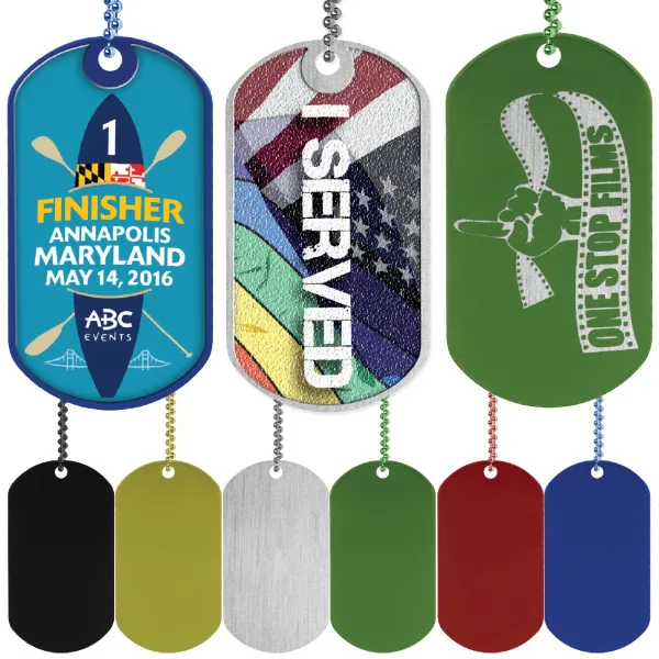 Express 2" x1 1/8" Aluminum Dog Tag w/24" Ball Chain - Single Side (Domestically Produced) view 2
