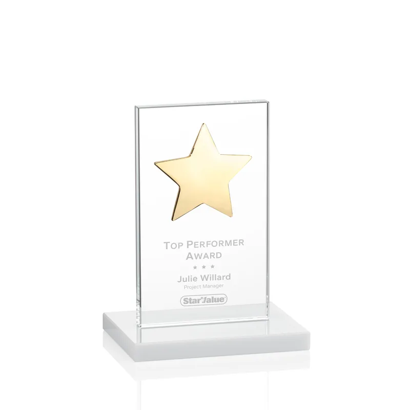 Gold Star, White, 3" x 5" x 0.375"