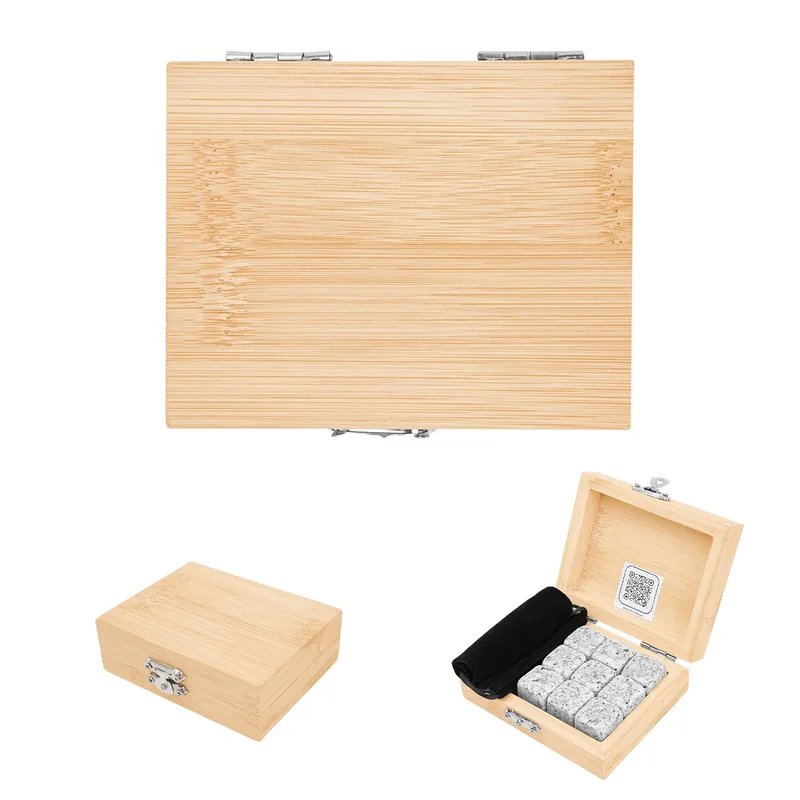 Whiskey Stone Ice Cubes In Fsc® Bamboo Box view 3