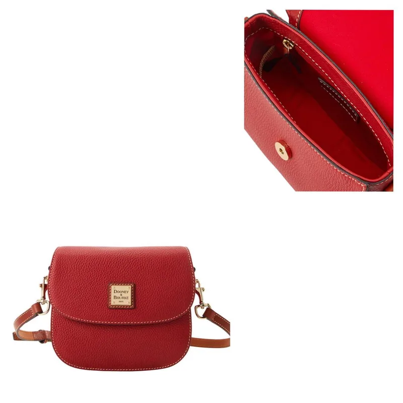 Dooney & Bourke Red Pebble Grain Saddle Bag