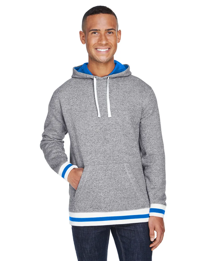 J AMERICA Adult Peppered Fleece Lapover Hooded Sweatshirt view 7