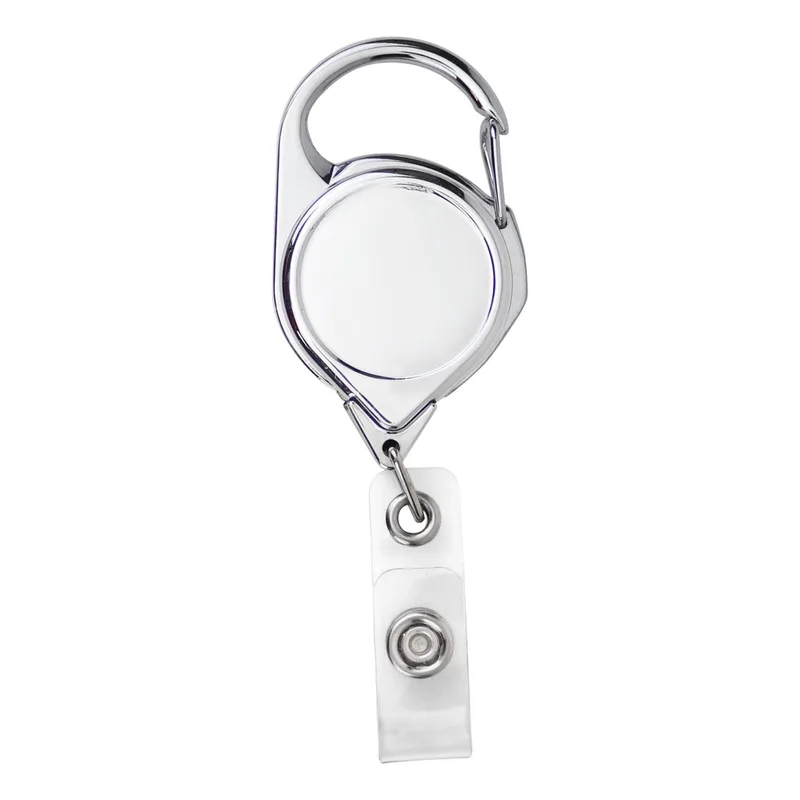 Metallic Finish Carabiner Retractable Badge Reel w/belt clip view 2