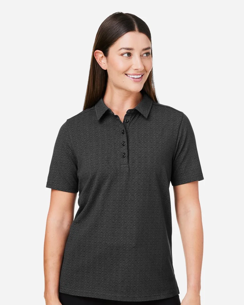 Devon and Jones® Women's Crownlux Performance® Geo Short Sleeve Polo Shirt view 2