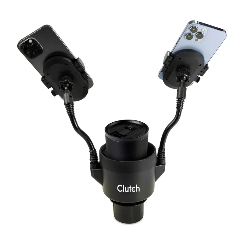 iLive™ Cup Holder with Dual Mobile Phone Mount - Black