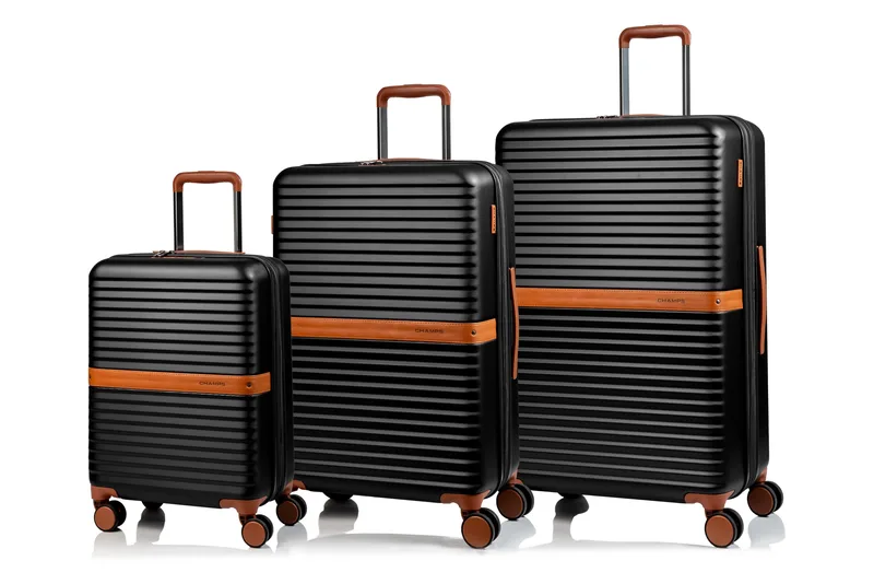 Champs Luggage Vintage Ii Luggage Set Size 3 Pieces- Black