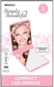 Health Beauty & Fitness Vivitar Compact Led Ultra-Slim Mirror - Pink