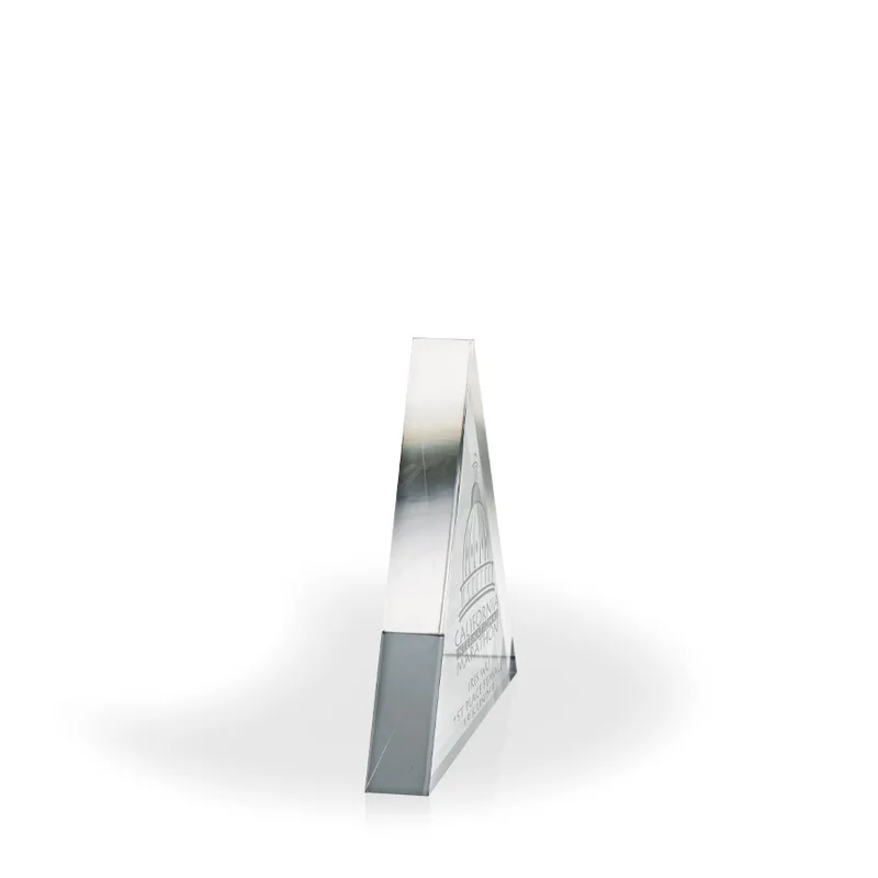 Triad Acrylic Paperweight Award - Engraved view 3