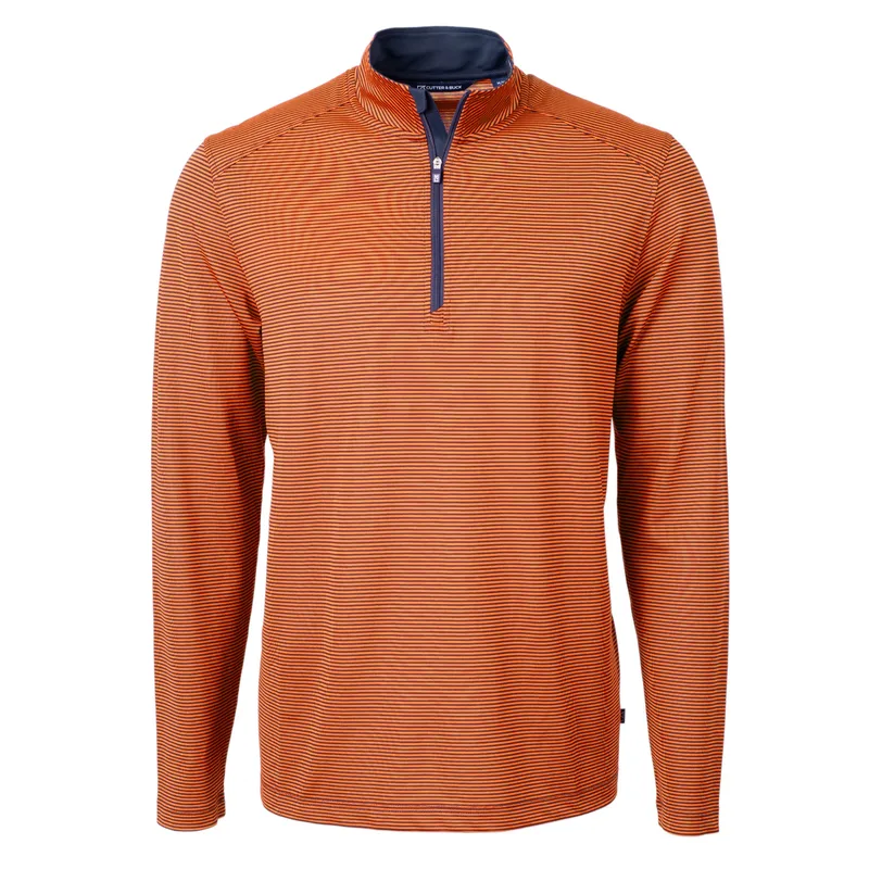 Cutter & Buck Virtue Eco Pique Micro Stripe Recycled Mens Quarter Zip view 3