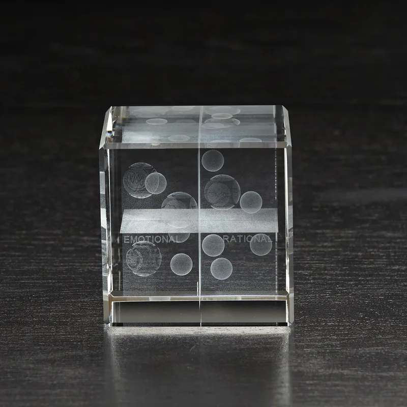 Medium Flat Cube 3D Crystal Award view 2