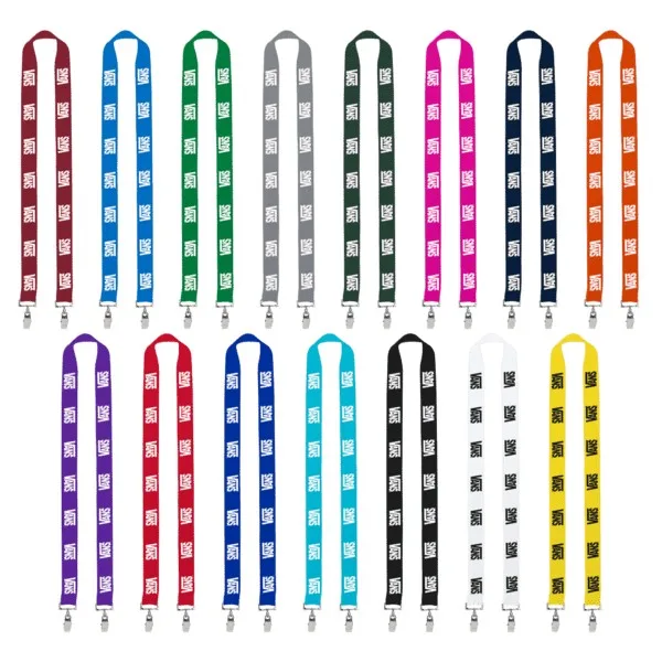 IMPORT Rush 1" Polyester 2-Ended Lanyard with Dual Sewn Silver Metal Split-Ring