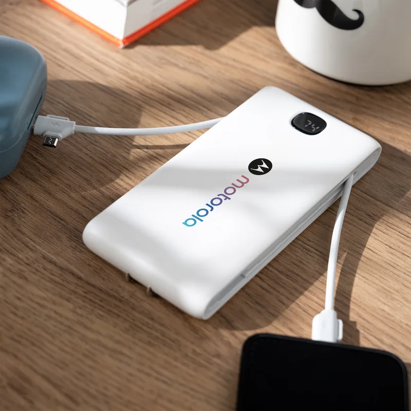Zenith 10,000 mAh Power Bank with Built-in Cables and Retractable AC Wall Plug view 5