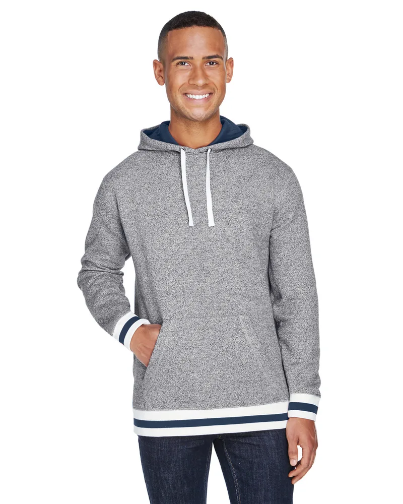 J AMERICA Adult Peppered Fleece Lapover Hooded Sweatshirt view 5