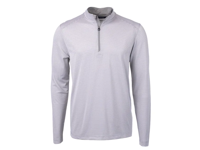 Cutter & Buck Virtue Eco Pique Micro Stripe Recycled Mens Big & Tall Quarter Zip view 3