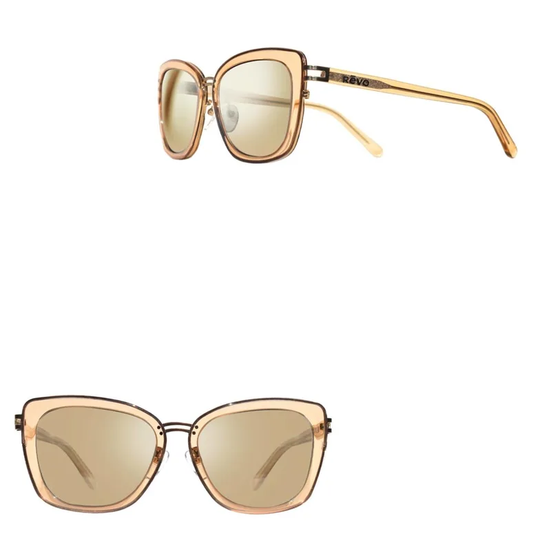 Revo Sunglasses Eva Cat Eye Sunglass w/Stainless Steel Detailing - Caramel Brown