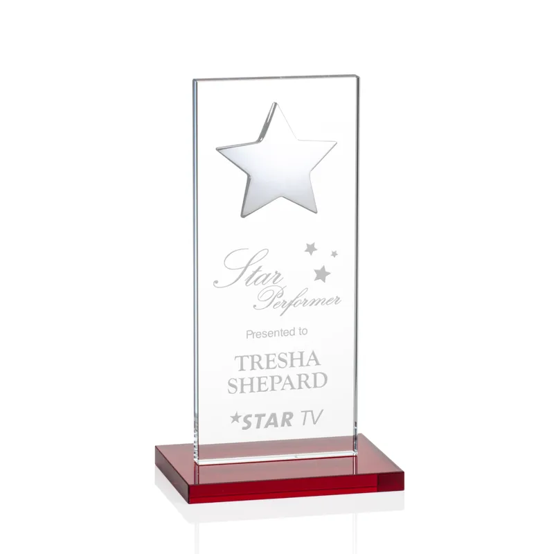Silver Star, Red, 3" x 7" x 0.375"
