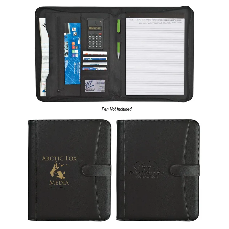 Pebble Grain Zippered Portfolio With Calculator view 2