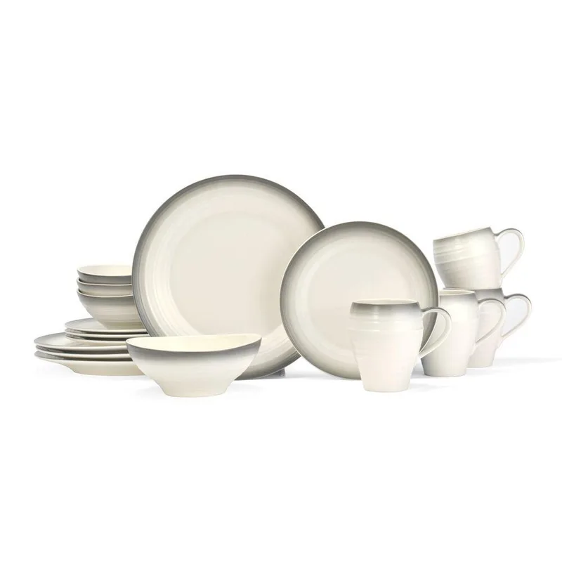 Mikasa Swirl Ombre Graphite 16Pc Ironstone Dinnerware Set