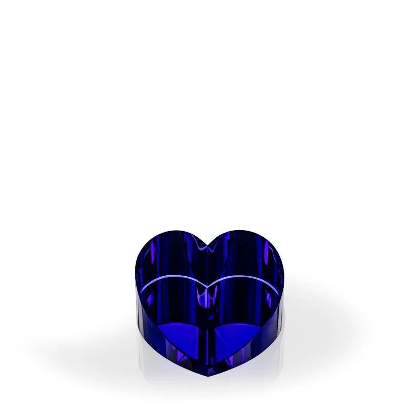 Blue Slanted Heart Crystal Paperweight view 2