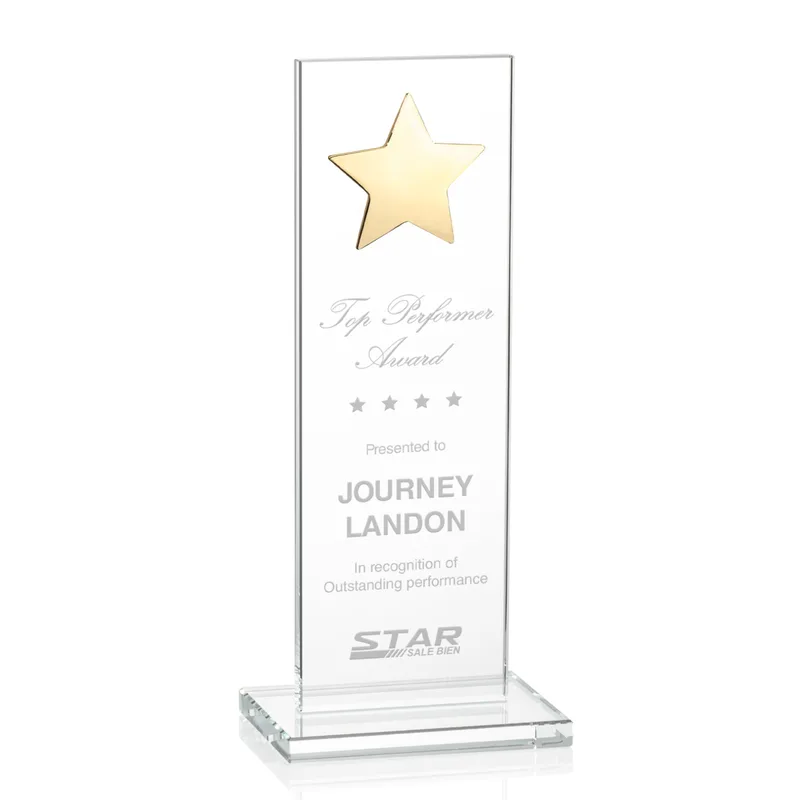 Gold Star, Clear, 3" x 9" x 0.375"