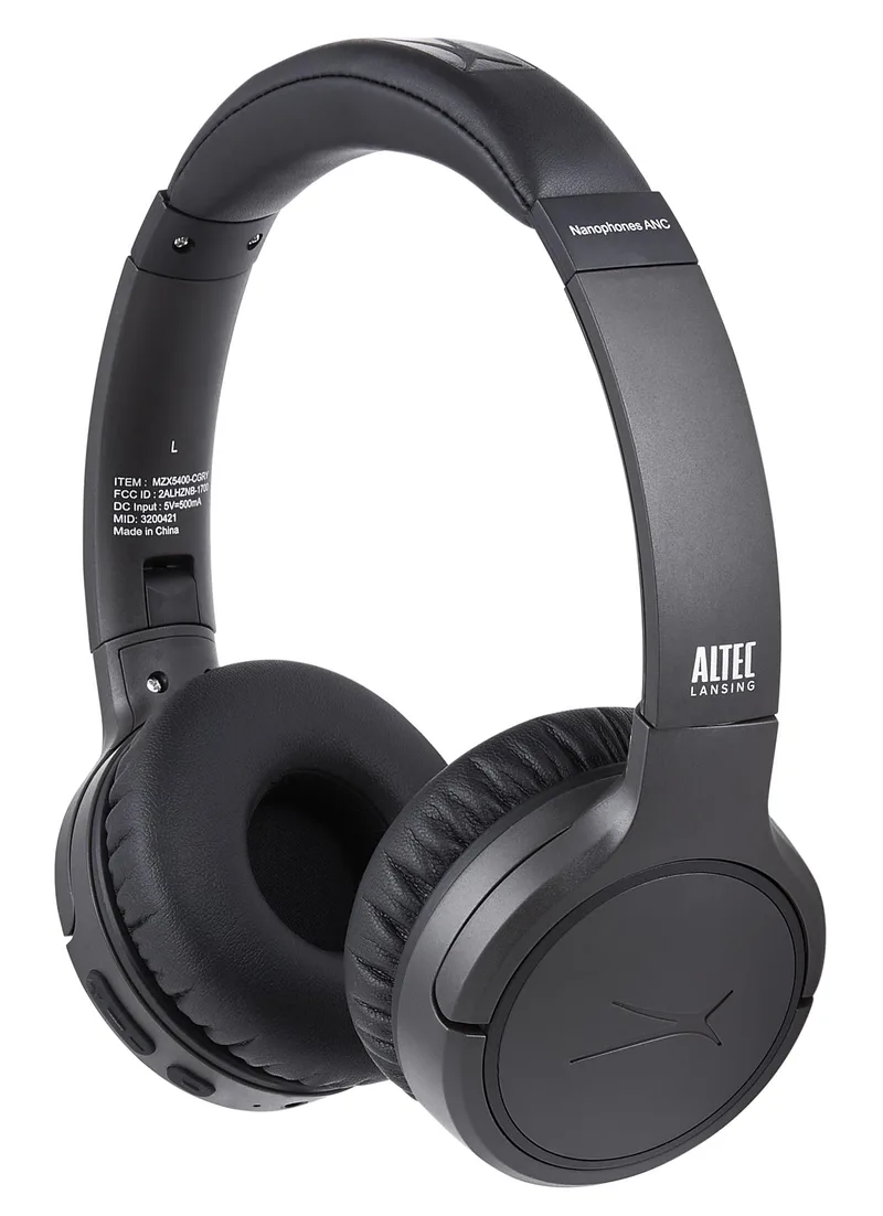Altec Lansing Gray Nanophones Active Noise Canceling Bluetooth Headphones