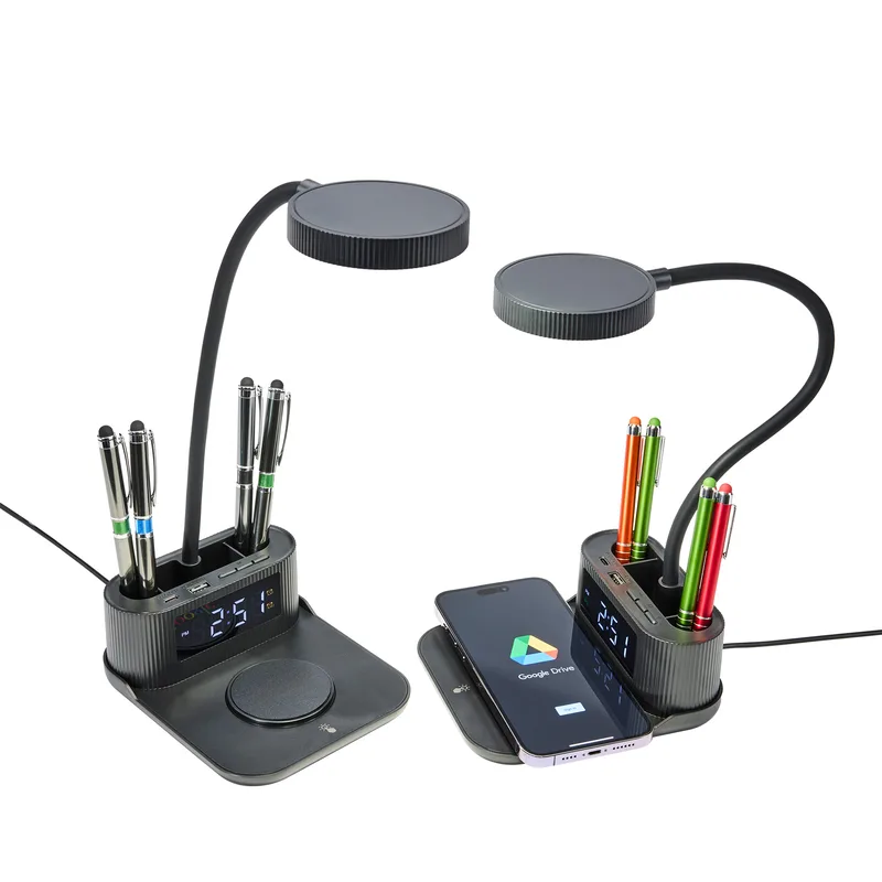 Solantis: A 15W wireless charger, desk lamp, pen holder, and alarm clock - all in one. view 2