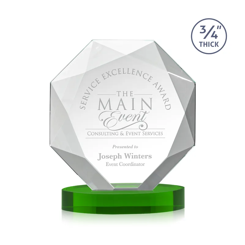 Deep Etch, Alberton base, Green, 6" x 8" x 2.75"
