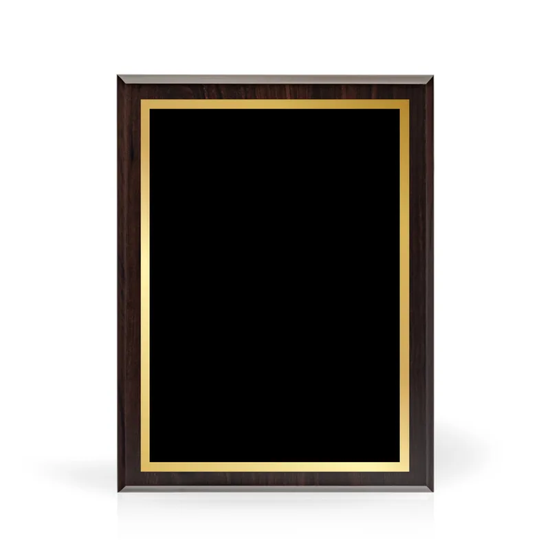Bordeaux 9x12 Wood Plaque with Black and Gold Plate view 2