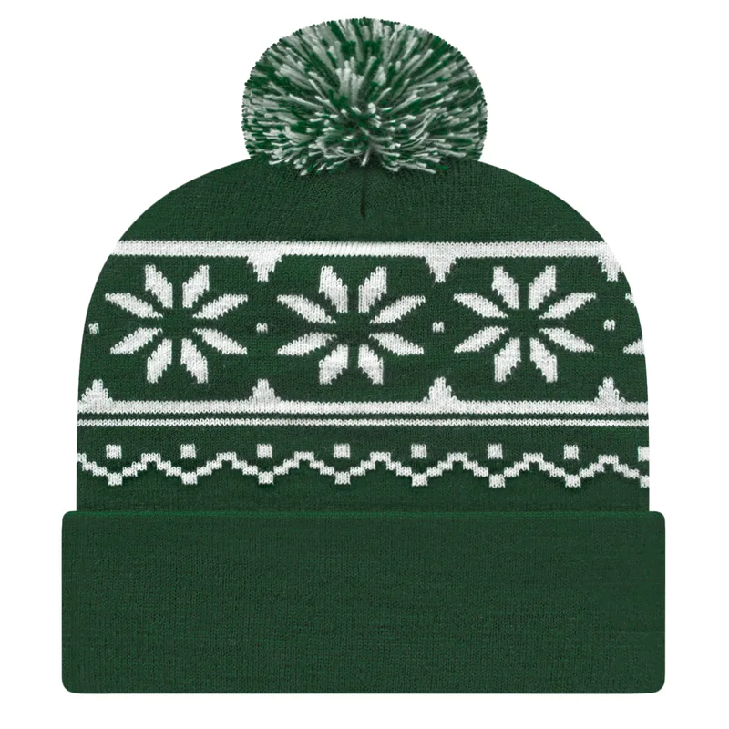 Snowflake Knit Cap with Cuff view 5
