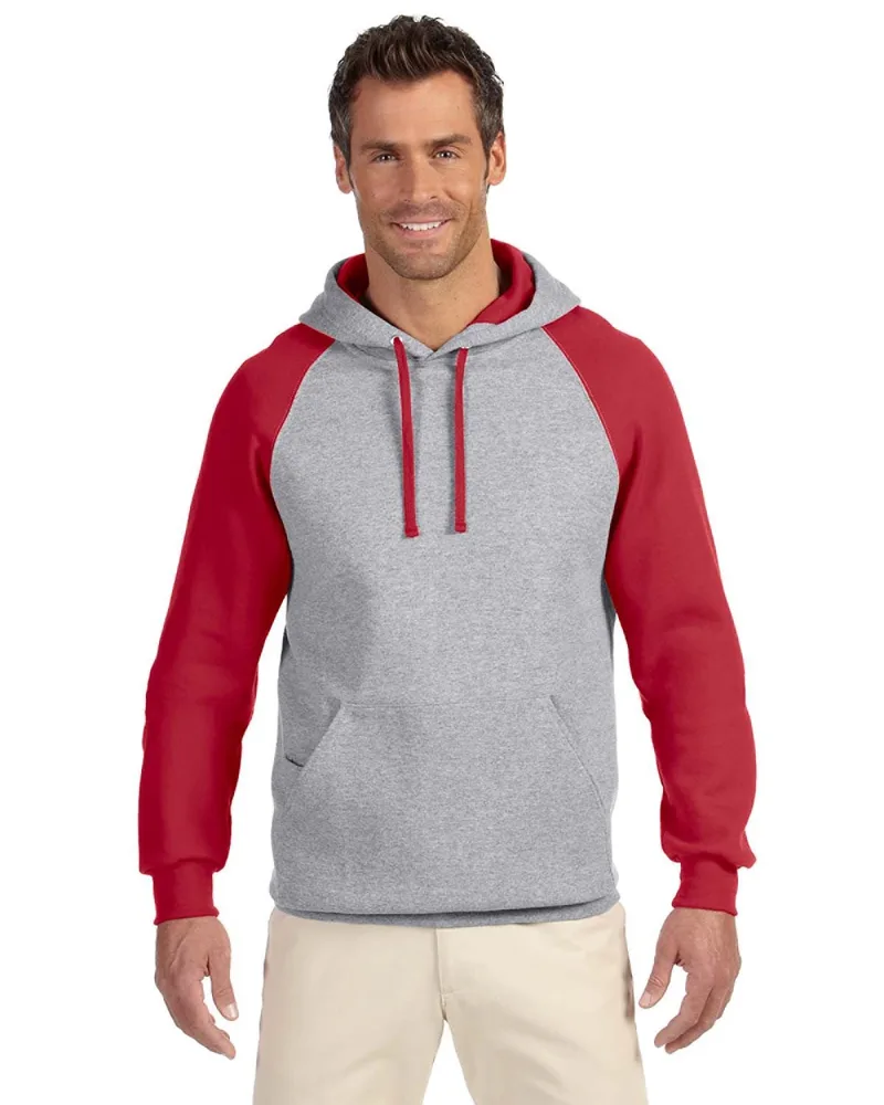 Jerzees Adult NuBlend® Colorblock Raglan Pullover Hooded Sweatshirt view 4