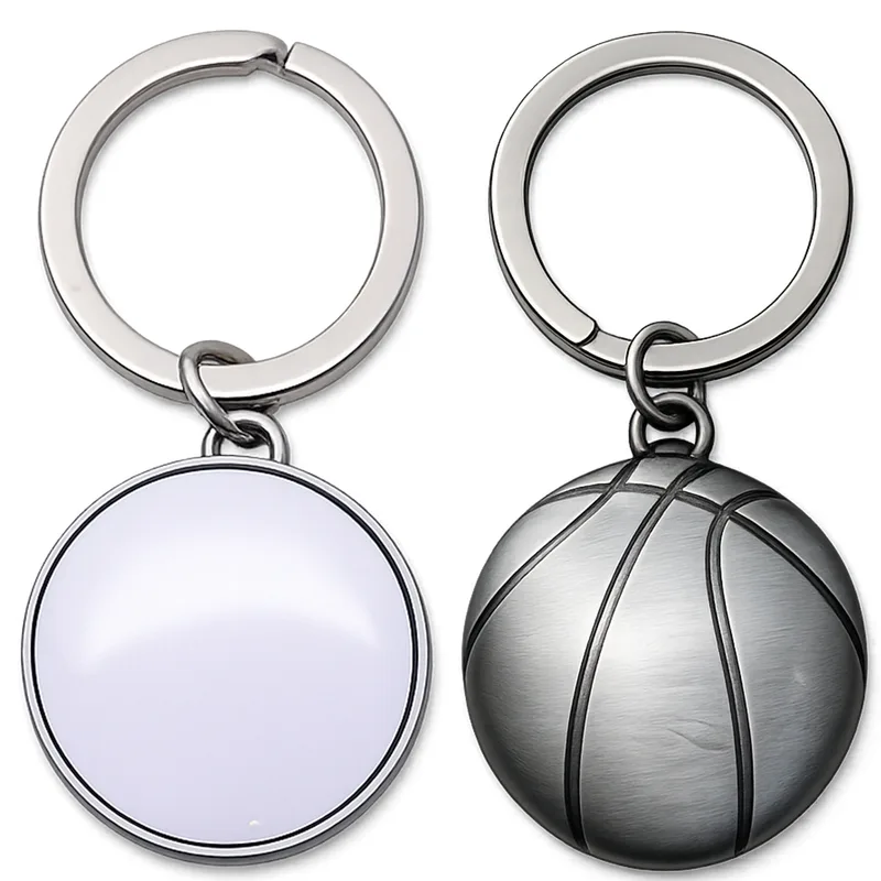Basketball Shaped Metal Keychain view 2