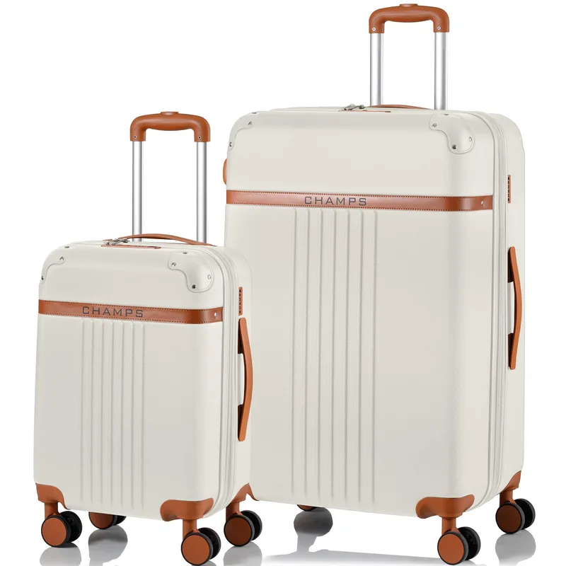 Champs Luggage Vintage 2 Piece Spinner Set Size 31" X 18" - Ivory Beige